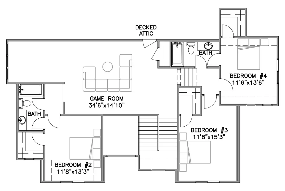 Second Floor Addison B Floor Plan by Ruhl Construction