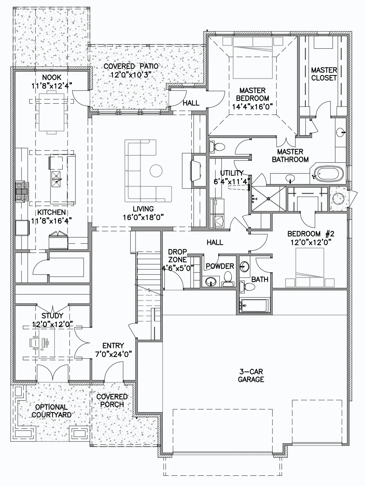 First Floor Hudson B Floor Plan by Ruhl Construction